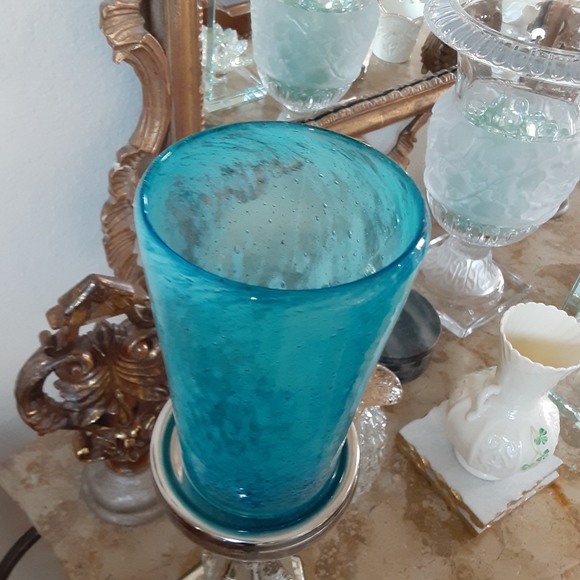 Blown, Addled, Mottled Blue Drinking Glass - Picture 6 of 6